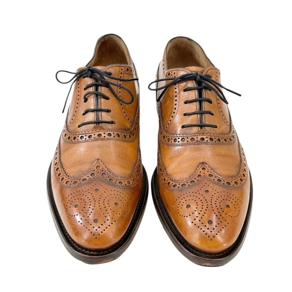 Botticelli Italian Designer Brown Wingtip Oxford Brogue Leather Laceup Shoes - Picture 4 of 10